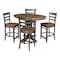 International Concepts 36 in. Solid Wood Round Extension Dining Table with 4 Counter Height Stools in Hickory/Washed Coal K45-36RXT-23-S6172-4 - alternate 4